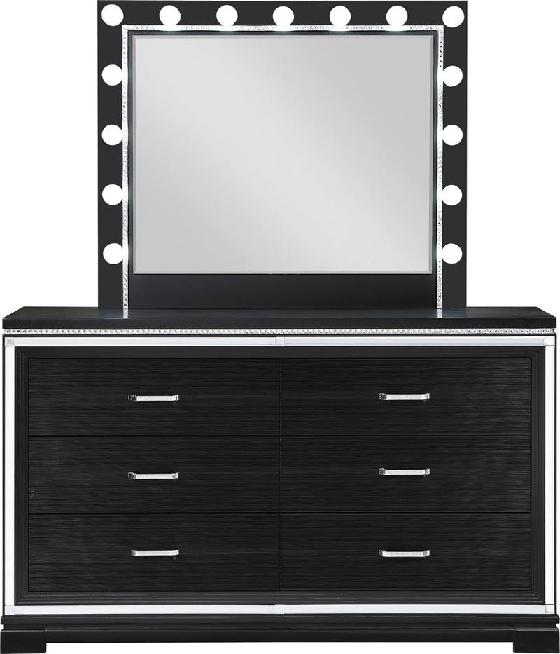 Eleanor Rectangular 6 Drawer Dresser Silver And Black