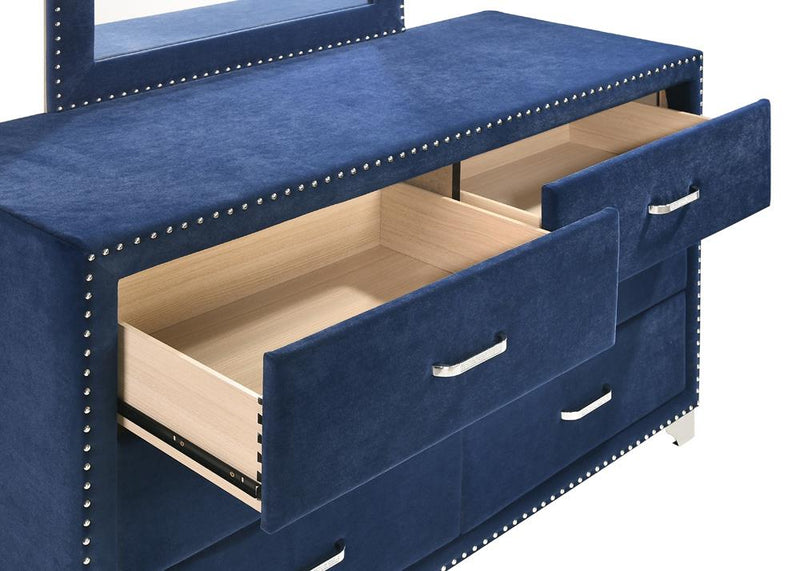 Melody 6 Drawer Upholstered Dresser Pacific Blue