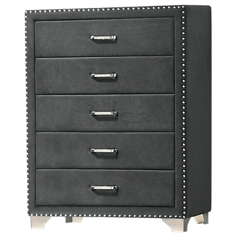 Melody 5 Drawer Upholstered Chest Grey