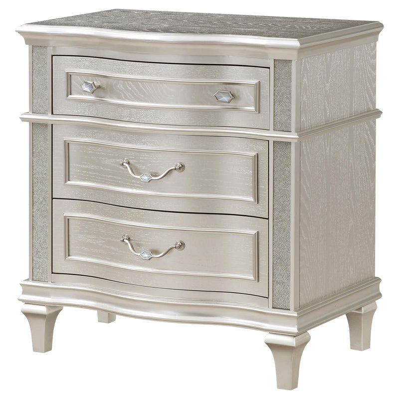 Evangeline 3 Drawer Nightstand Silver Oak