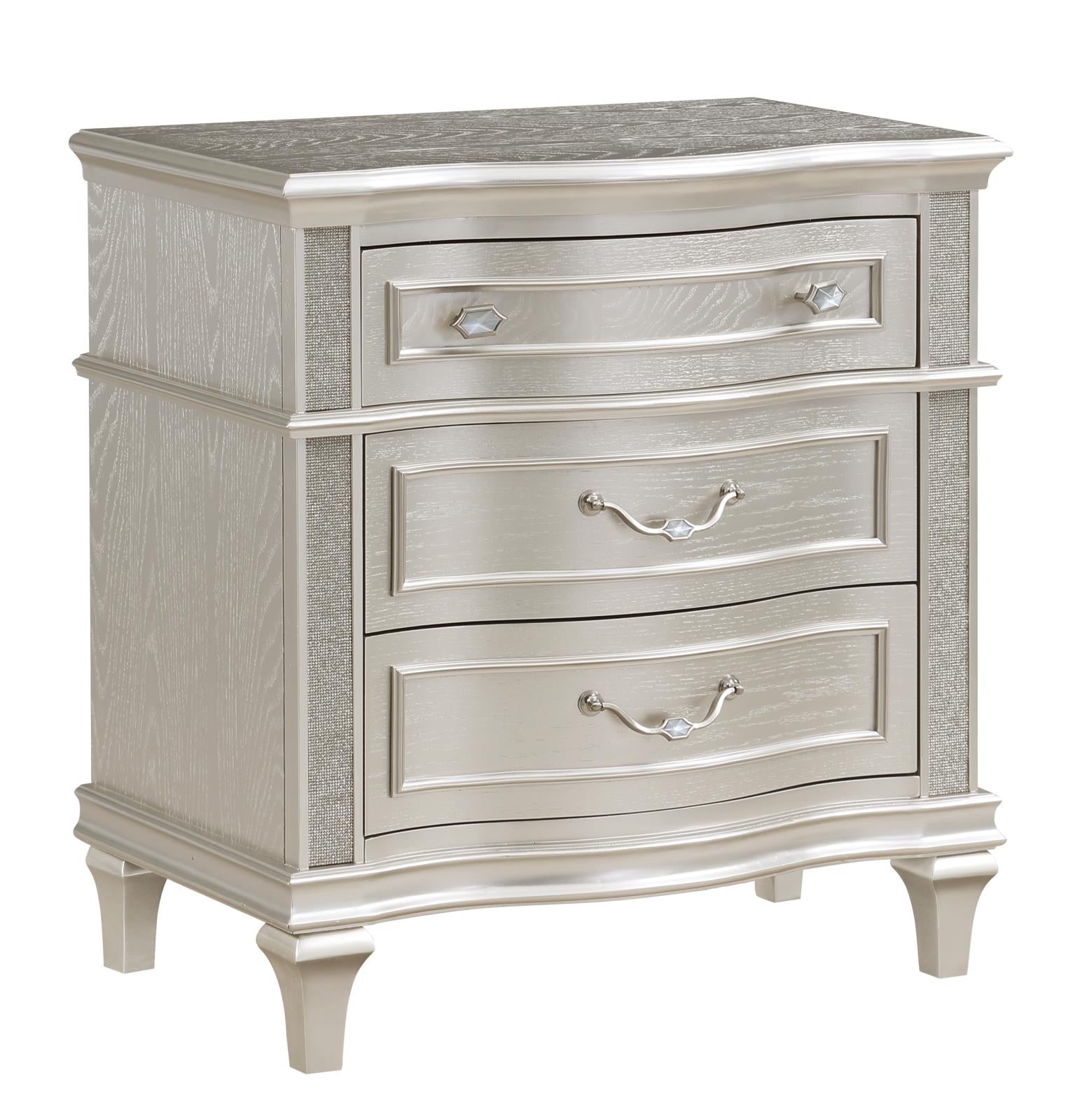 Evangeline 3-Drawer Nightstand Silver Oak