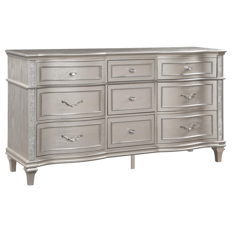 Evangeline 9 Drawer Dresser Silver Oak