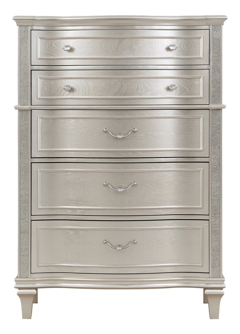 Evangeline 6 Drawer Chest Silver Oak