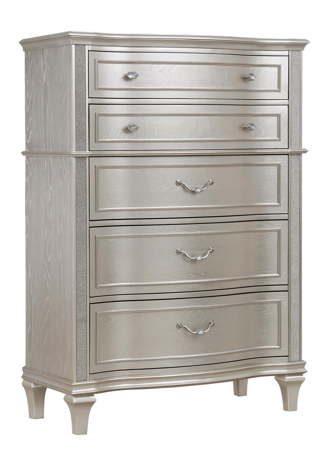 Evangeline 6-Drawer Chest Silver Oak