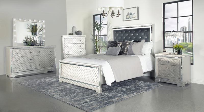 Eleanor Upholstered Tufted Bed Metallic