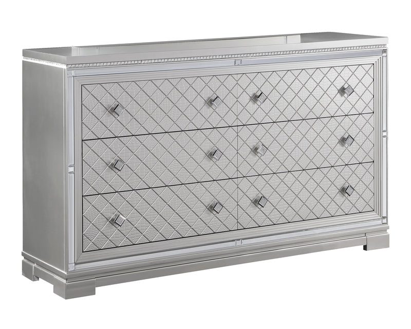 Eleanor Rectangular 6 Drawer Dresser Silver And Black