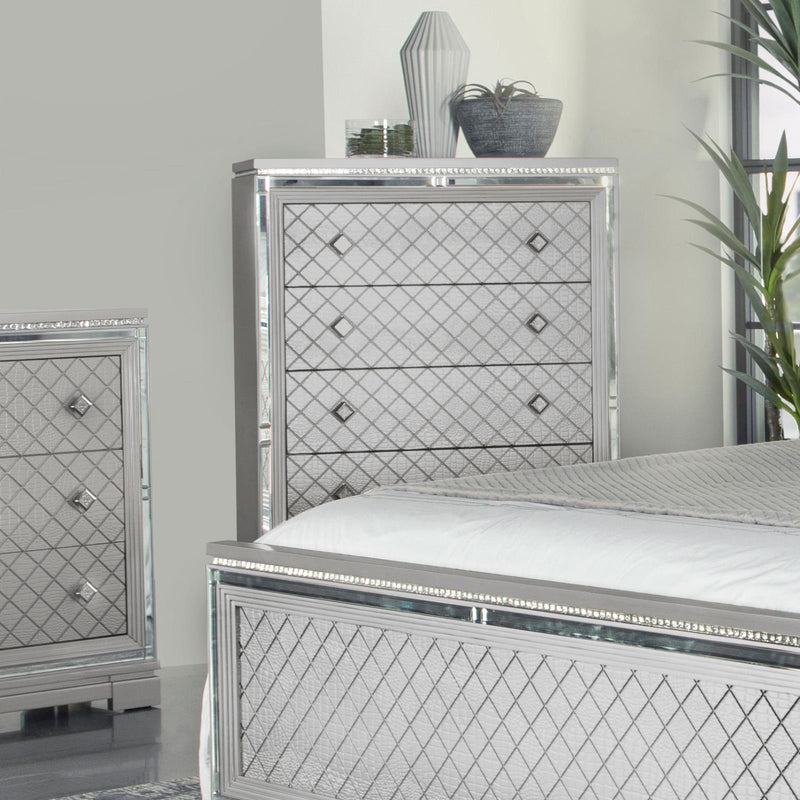 Eleanor Rectangular 5 Drawer Chest Metallic