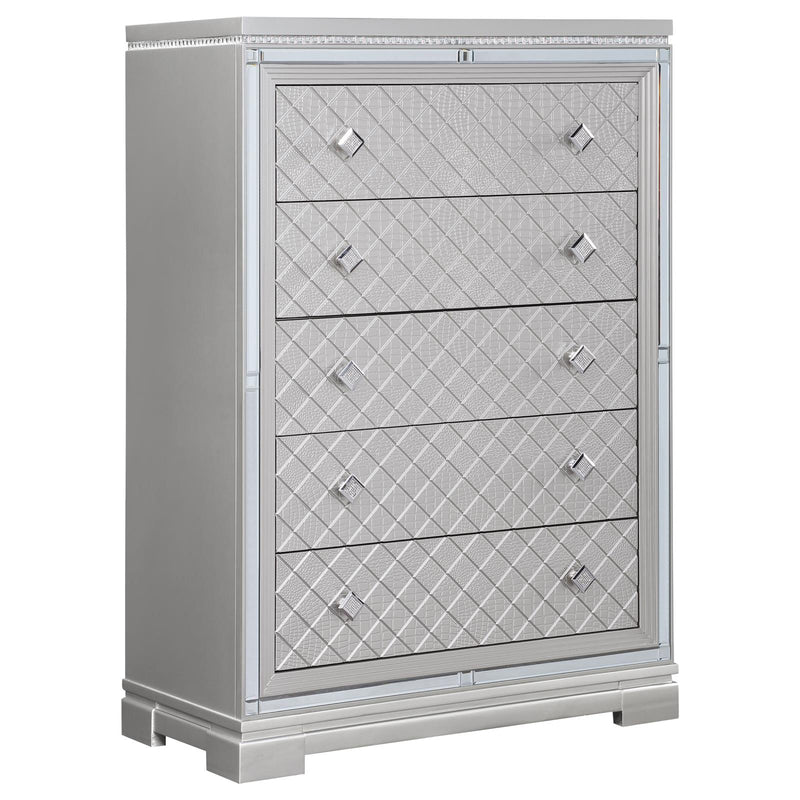 Eleanor Rectangular 5 Drawer Chest Metallic