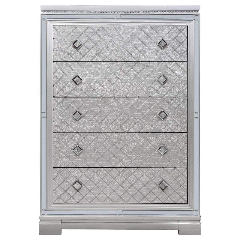 Eleanor Rectangular 5 Drawer Chest Metallic