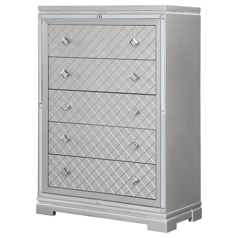 Eleanor Rectangular 5 Drawer Chest Metallic