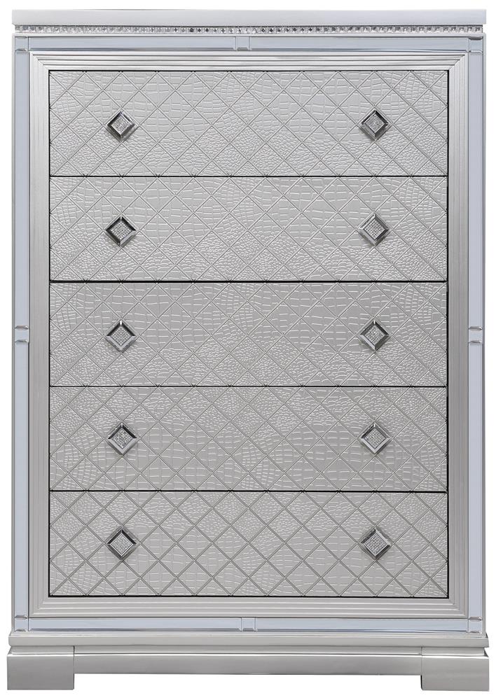 Eleanor Rectangular 5 Drawer Chest Metallic