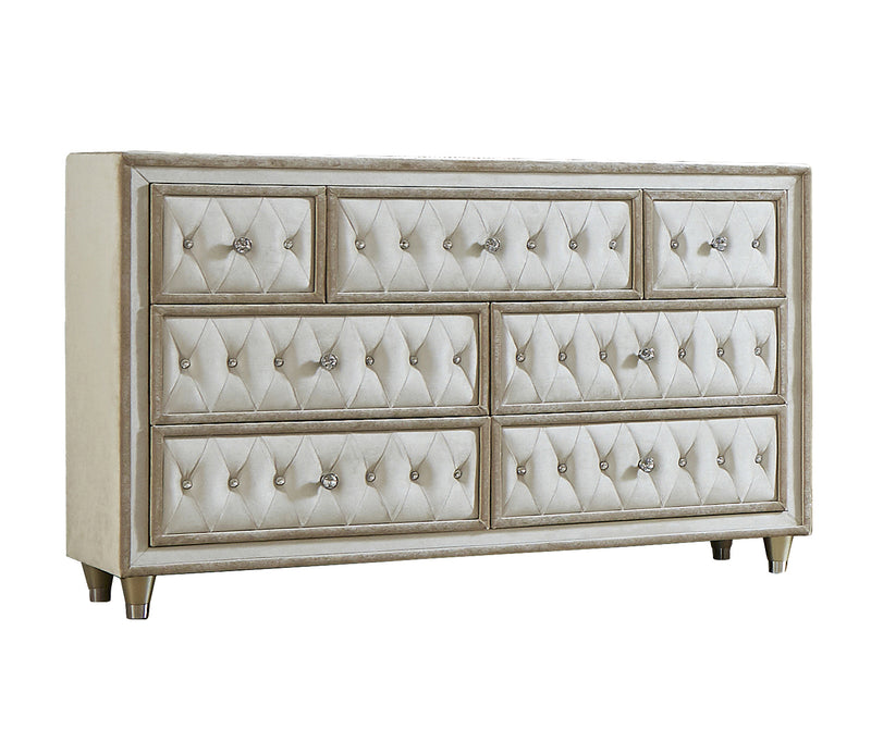 Antonella Upholstered Tufted King Bed Ivory And Camel