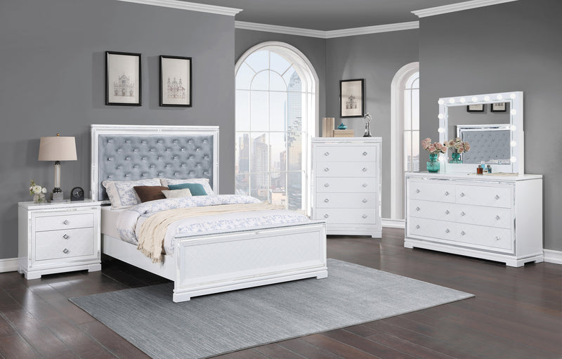 Eleanor Upholstered Tufted Bed White