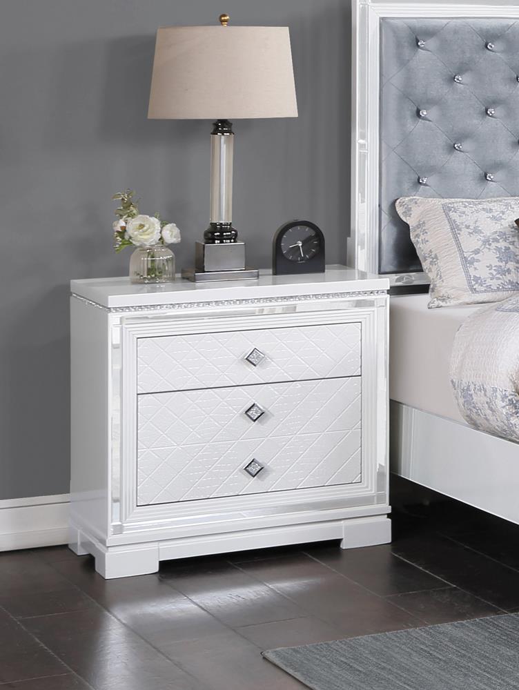 Eleanor Rectangular 2 Drawer Nightstand White