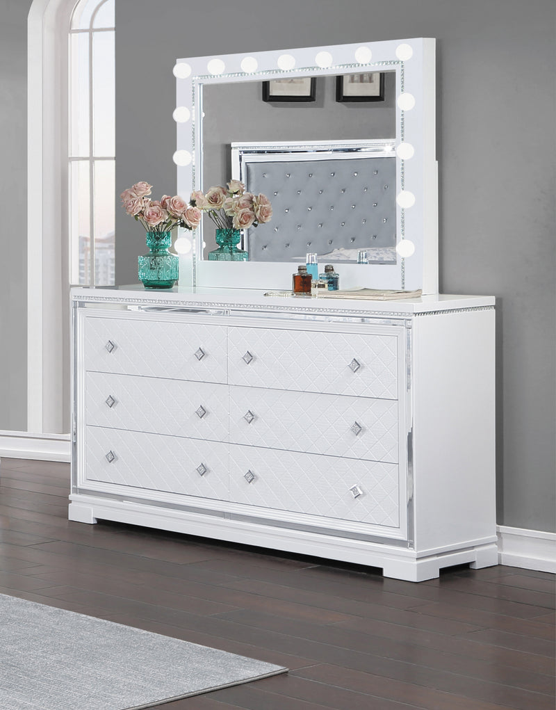 Eleanor Rectangular 5 Drawer Chest Silver And Black