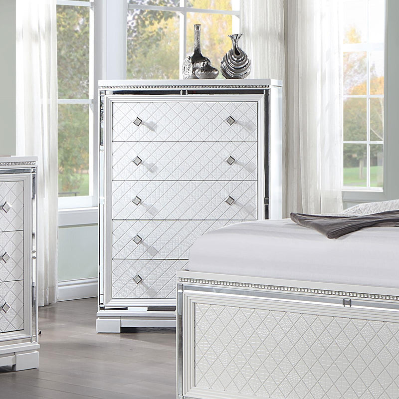 Eleanor Rectangular 5 Drawer Chest White