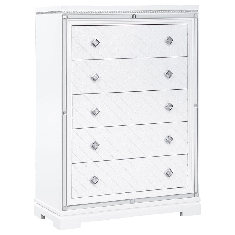 Eleanor Rectangular 5 Drawer Chest White