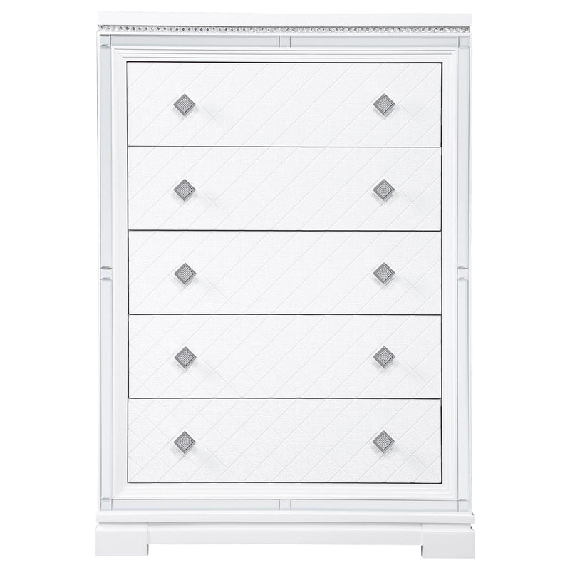 Eleanor Rectangular 5 Drawer Chest White