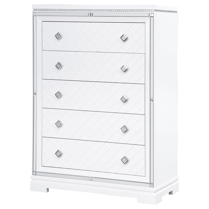 Eleanor Rectangular 5 Drawer Chest White