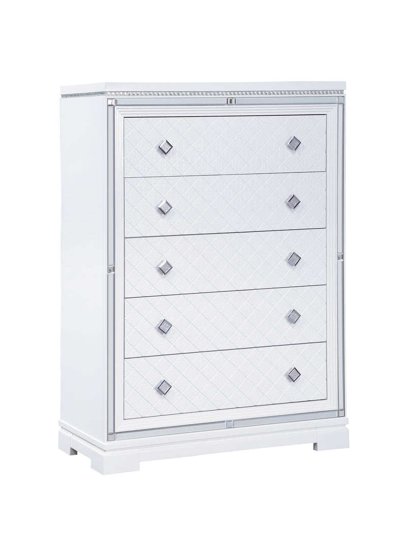 Eleanor Rectangular 5 Drawer Chest Silver And Black