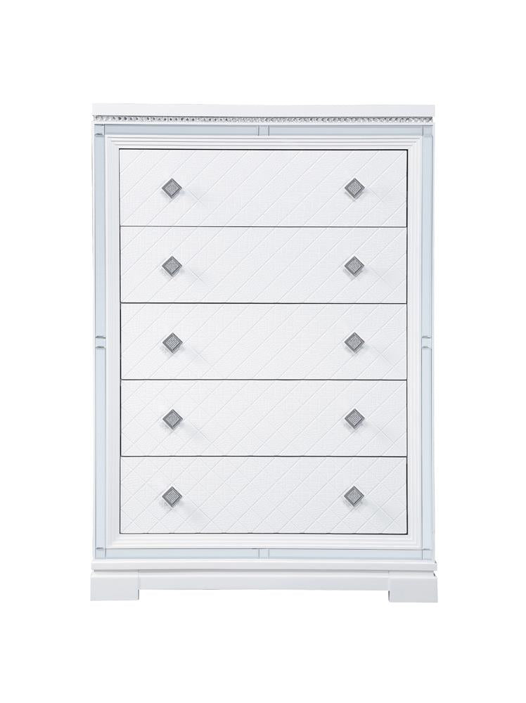 Eleanor Rectangular 5 Drawer Chest White