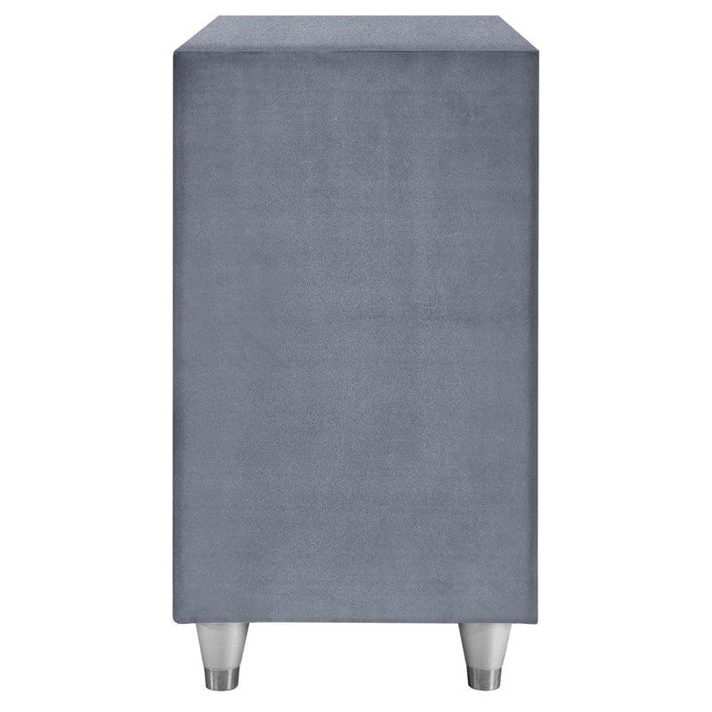 Antonella Upholstered 3-Drawer Nightstand Grey