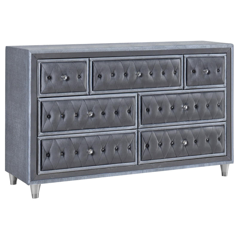 Antonella 7-Drawer Upholstered Dresser Grey