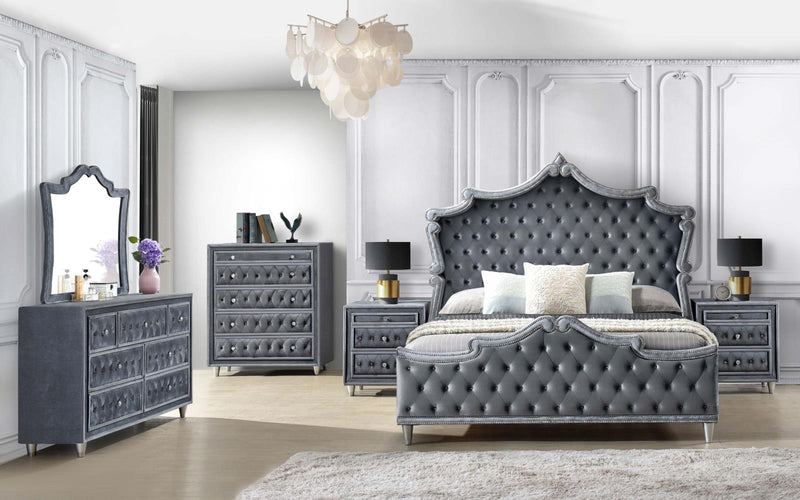 Antonella 7-Drawer Upholstered Dresser Grey