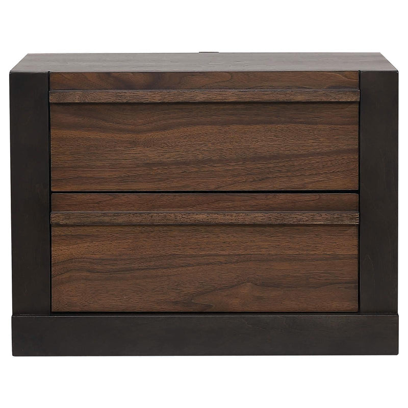 Azalia 2-Drawer Nightstand Black And Walnut