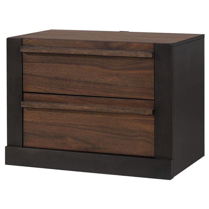 Azalia 2-Drawer Nightstand Black And Walnut