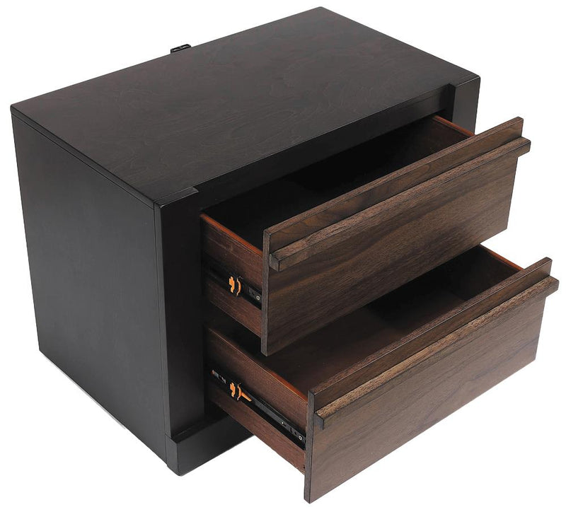 Azalia 2 Drawer Nightstand Black And Walnut