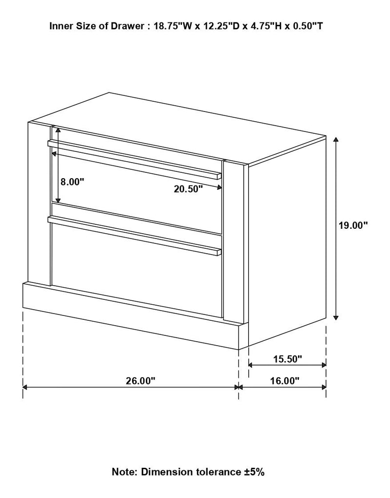 Azalia 2-Drawer Nightstand Black And Walnut