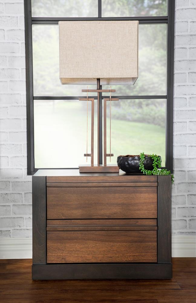 Azalia 2-Drawer Nightstand Black And Walnut