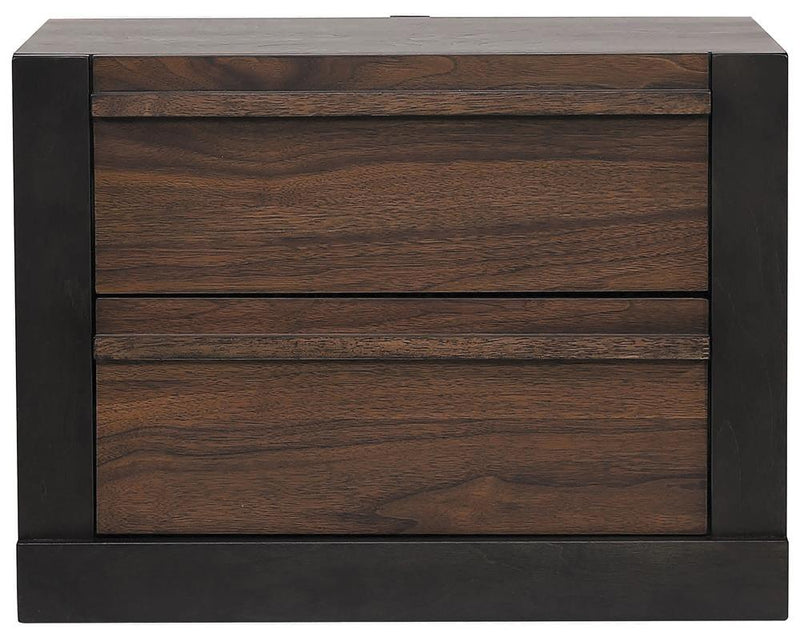 Azalia 2-Drawer Nightstand Black And Walnut