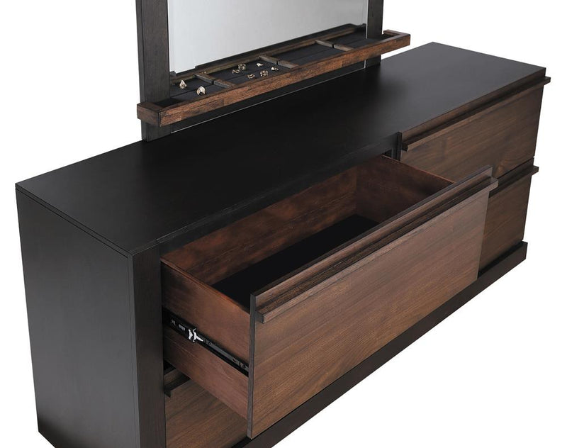 Azalia 4-Drawer Dresser Black And Walnut