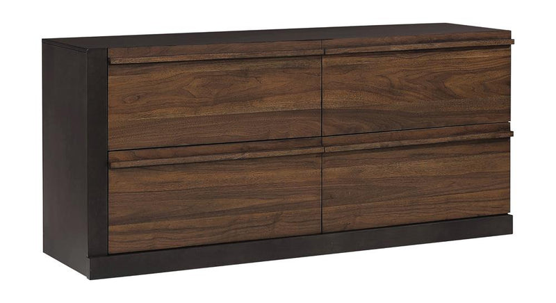 Azalia 4-Drawer Dresser Black And Walnut