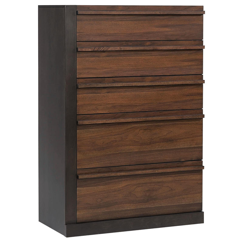 Azalia 5 Drawer Chest Black And Walnut