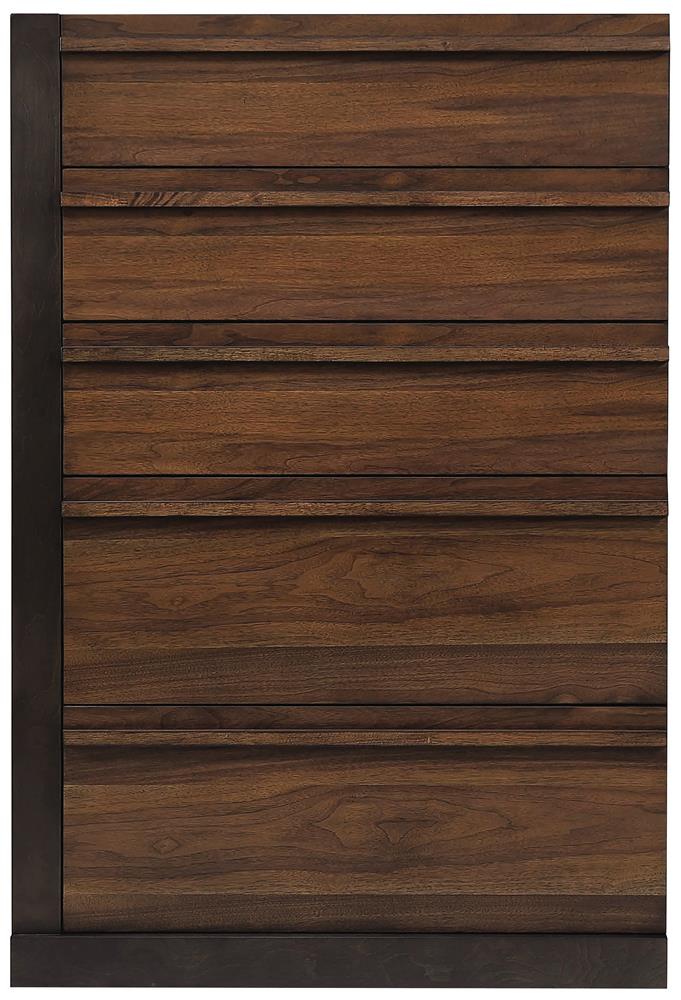 Azalia 5-Drawer Chest Black And Walnut