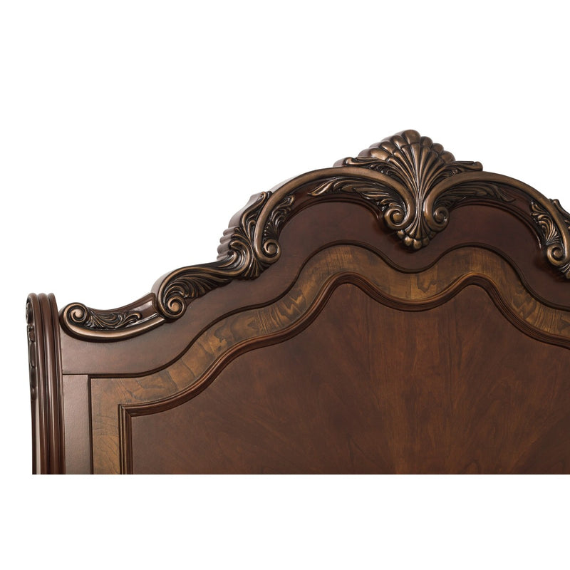 Deryn Park Cherry Traditional Cherry And Walnut Veneer Wood And Engineered Wood Queen Sleigh Bed