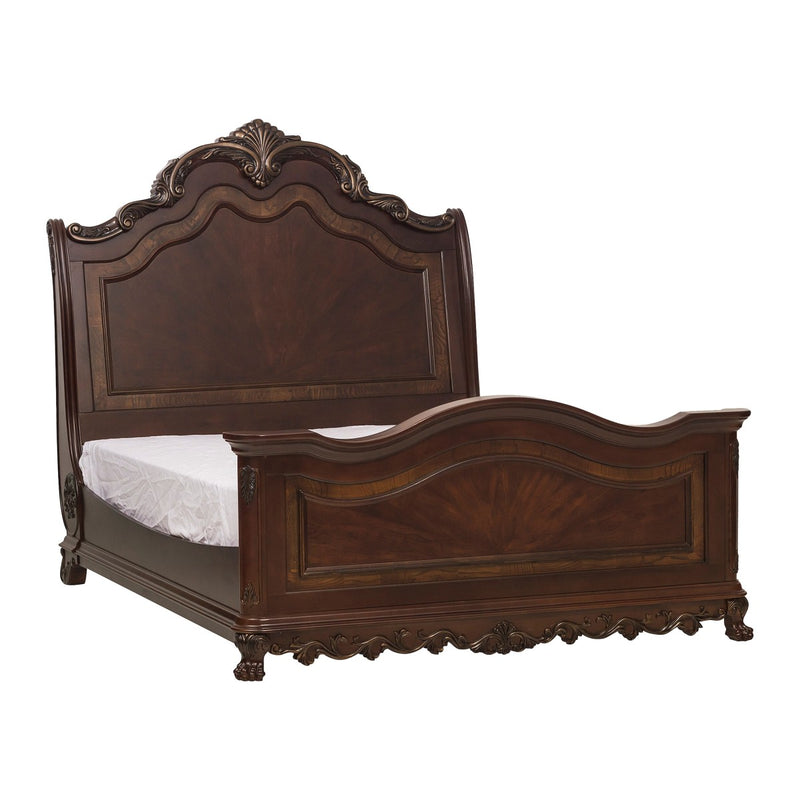 Deryn Park Cherry Traditional Cherry And Walnut Veneer Wood And Engineered Wood King Sleigh Bed