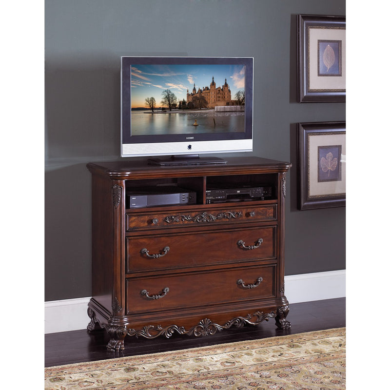 Deryn Park Cherry Finish With Gold Tipping Walnut Veneer Wood And Engineered Wood Tv Chest