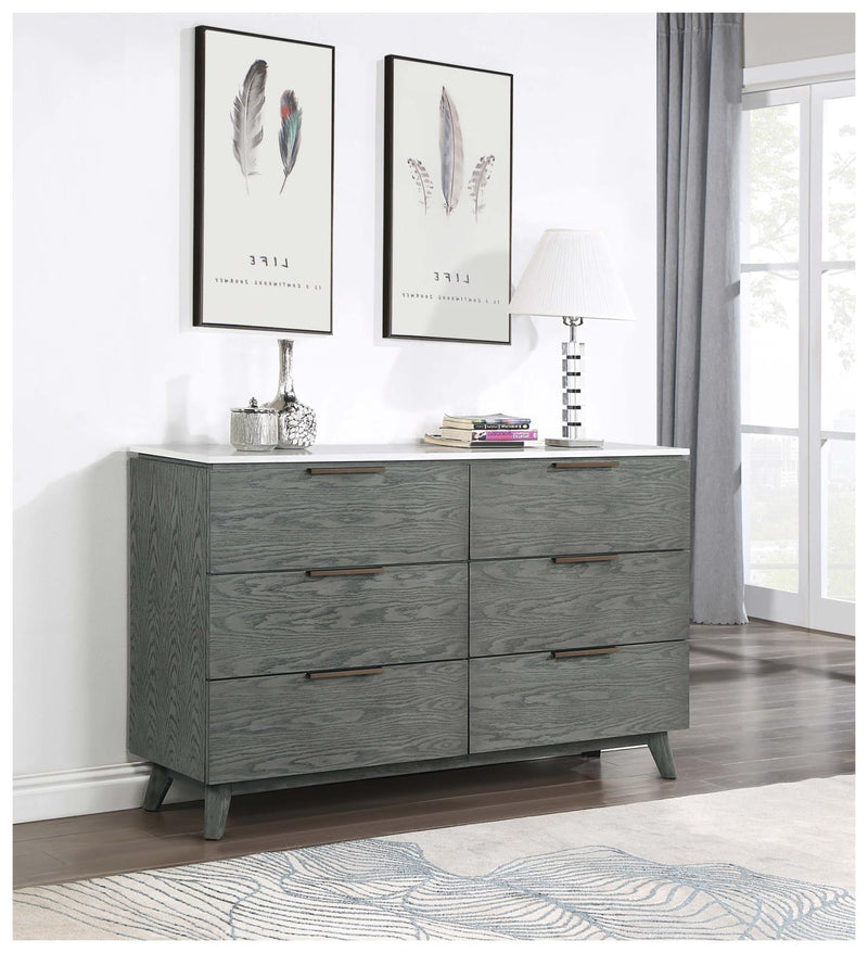 Nathan 6-Drawer Dresser Grey