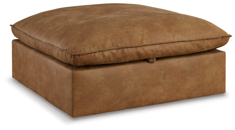 Marlaina Caramel Faux Leather Ottoman With Storage