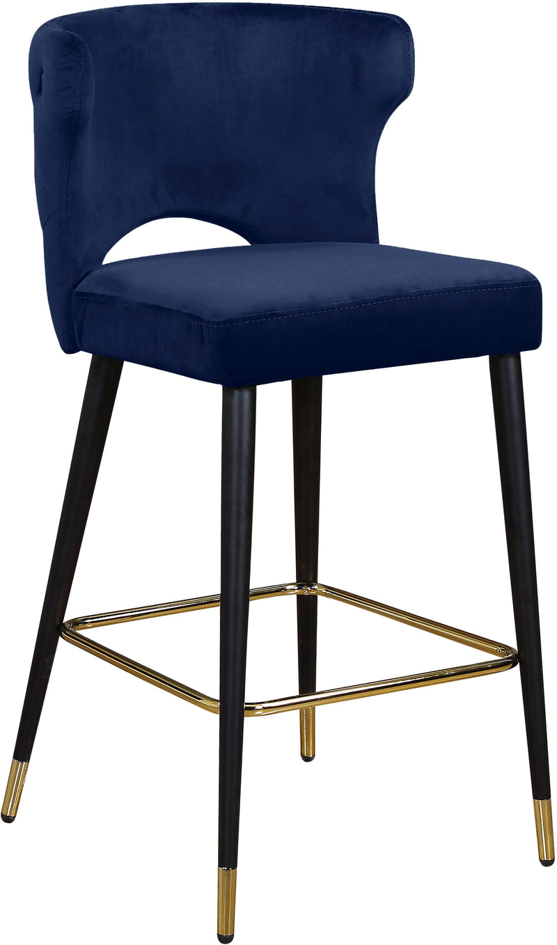 Kelly Blue Velvet Counter Stool