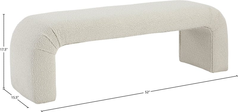 Niagara Cream Boucle Fabric Bench