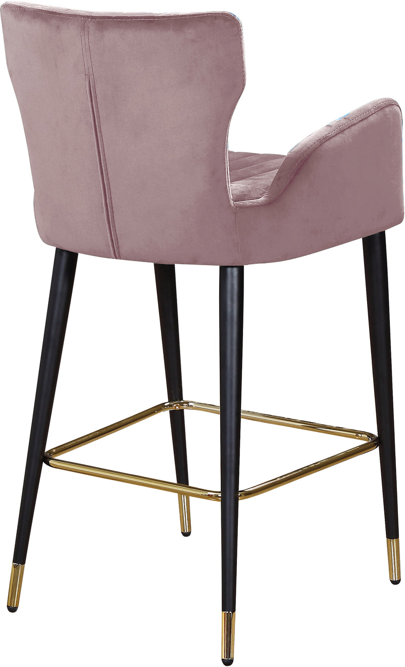 Luxe Pink Velvet Counter Stool