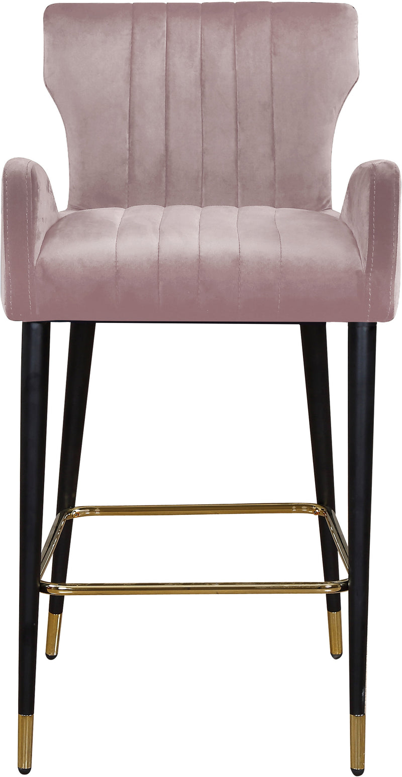 Luxe Pink Velvet Counter Stool