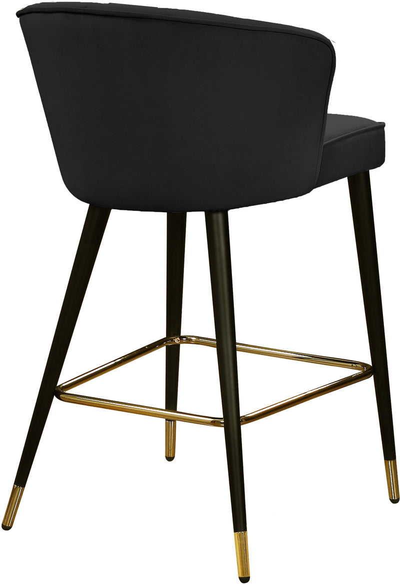 Cassie Black Velvet Counter Stool