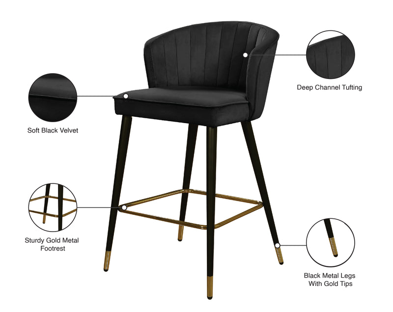 Cassie Black Velvet Counter Stool