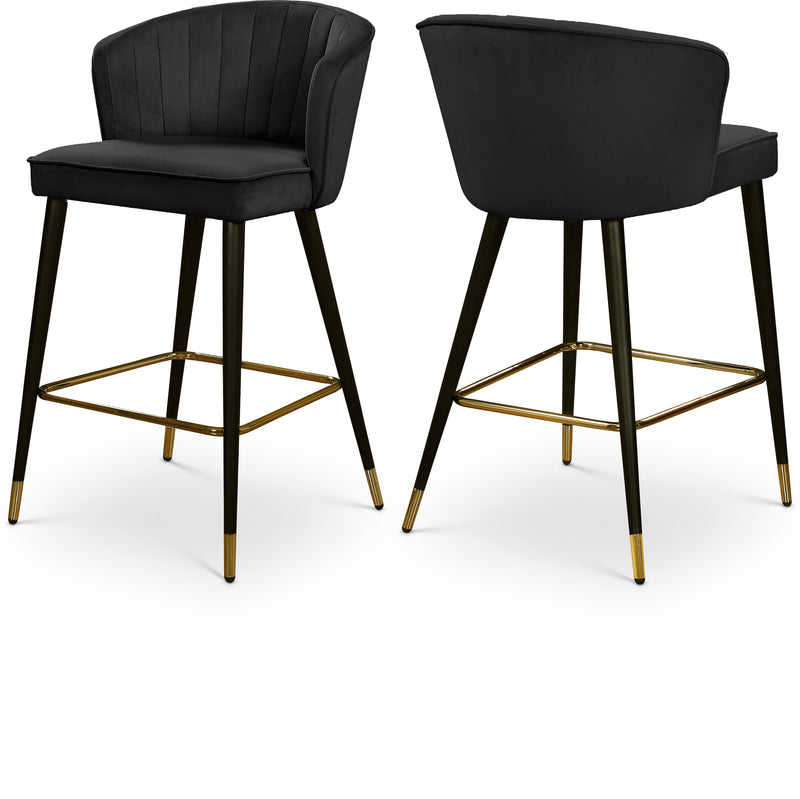 Cassie Black Velvet Counter Stool